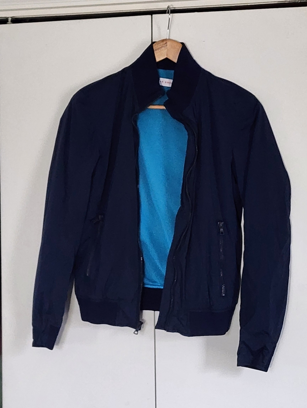 Orlebar Brown Navy Bomber Jacket with Bright Blue Lining